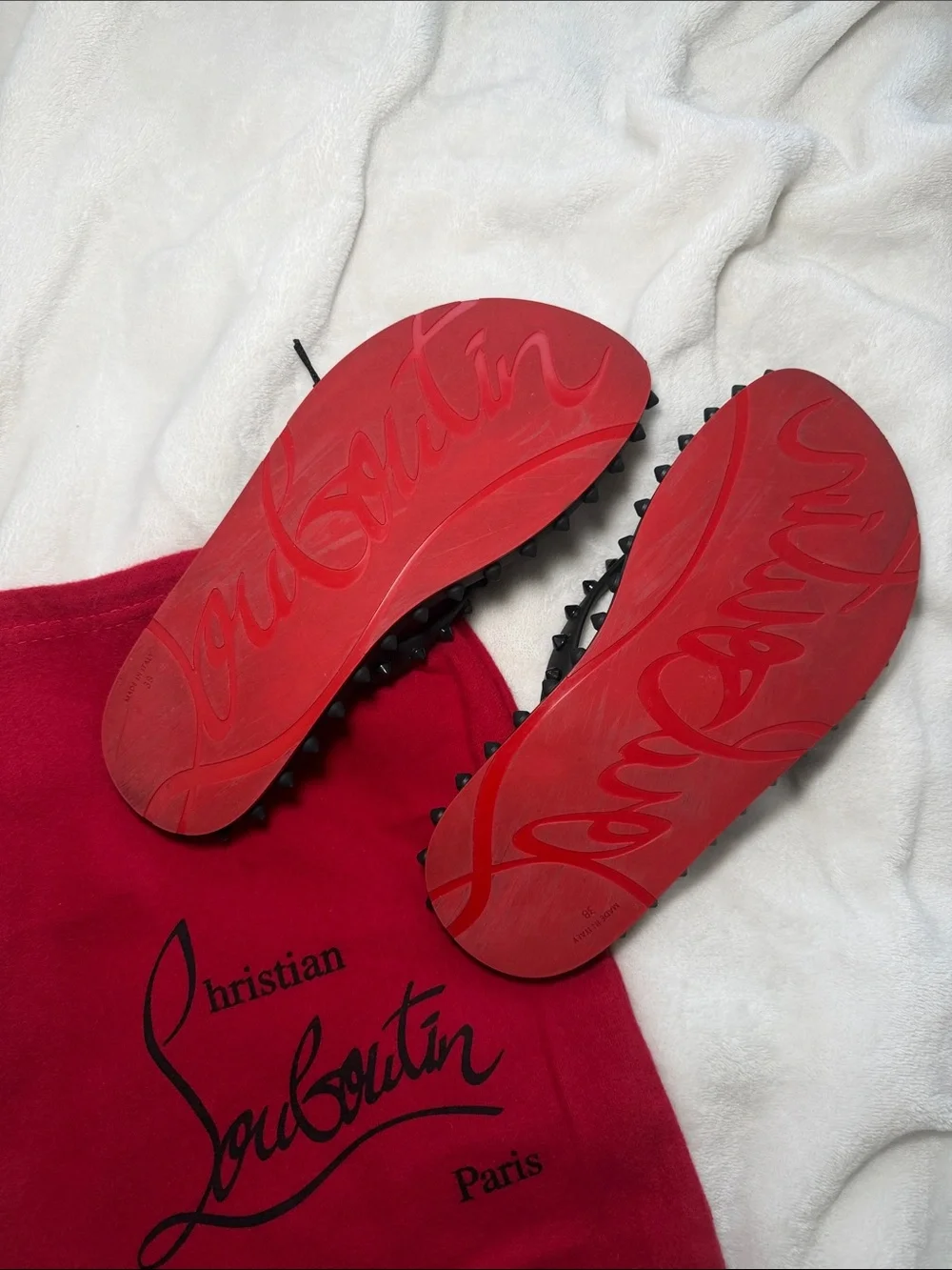 Christian Louboutin Black Studded Flip Flop Sandals